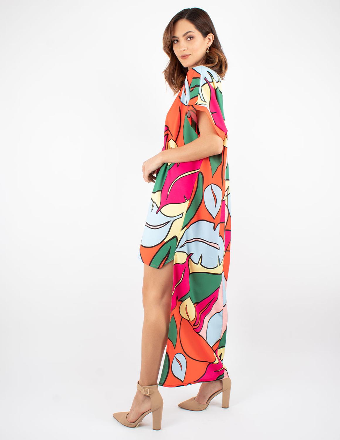 Vestido asimétrico con print colorido