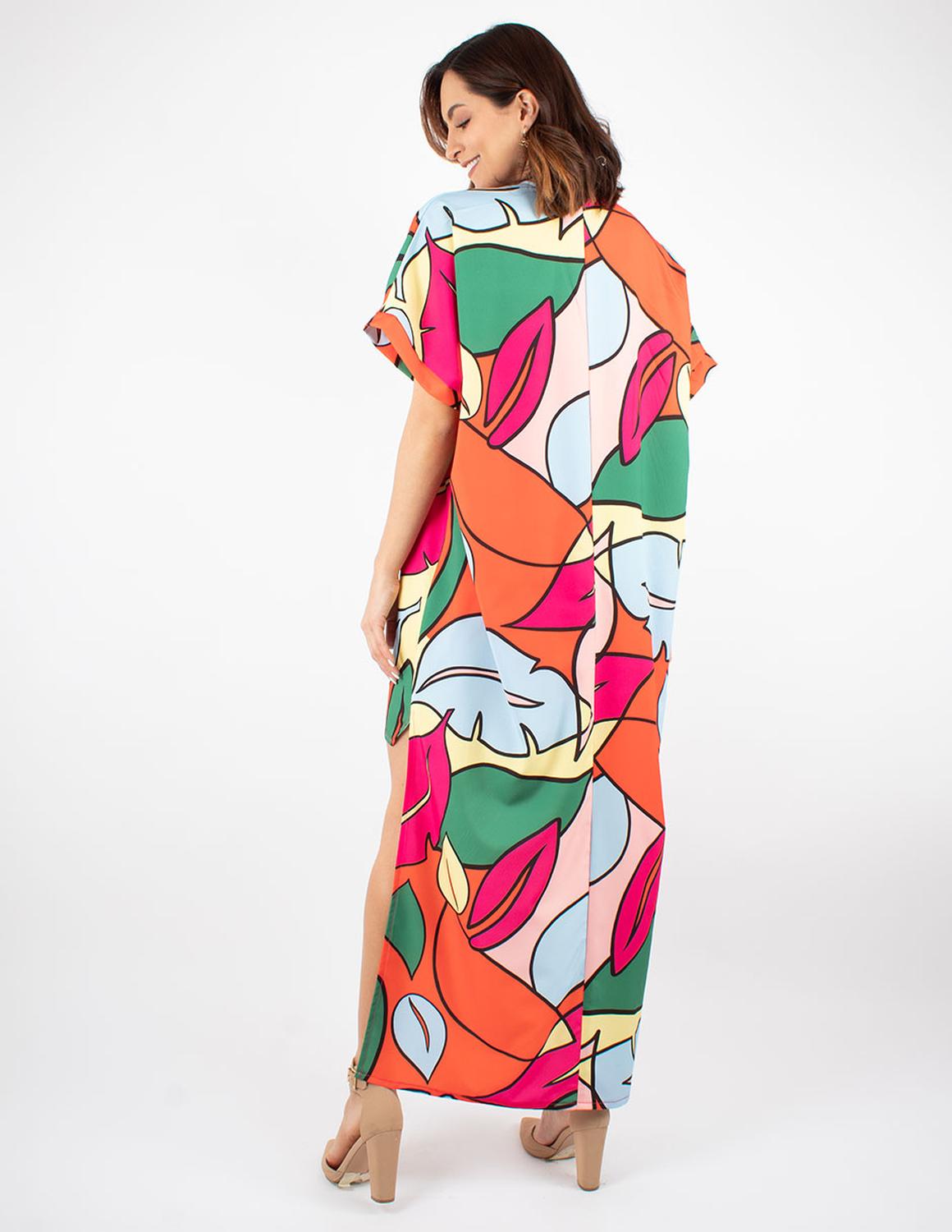 Vestido asimétrico con print colorido